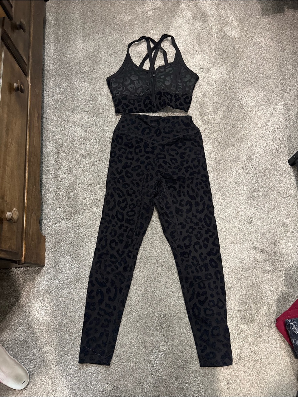 Balance Athletica/Vitality Velvet Black Leopard PrintLeggings & Sports Bra Set